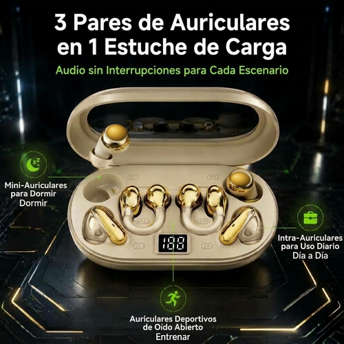 3 pares de auriculares en 1 estuche de carga