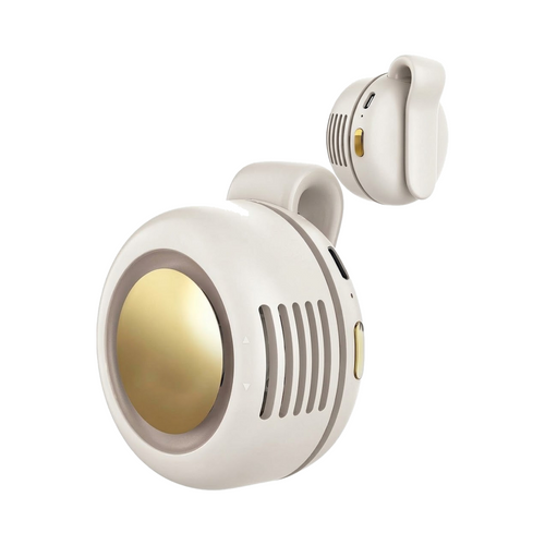 Mini ventilador portátil de clip color crema