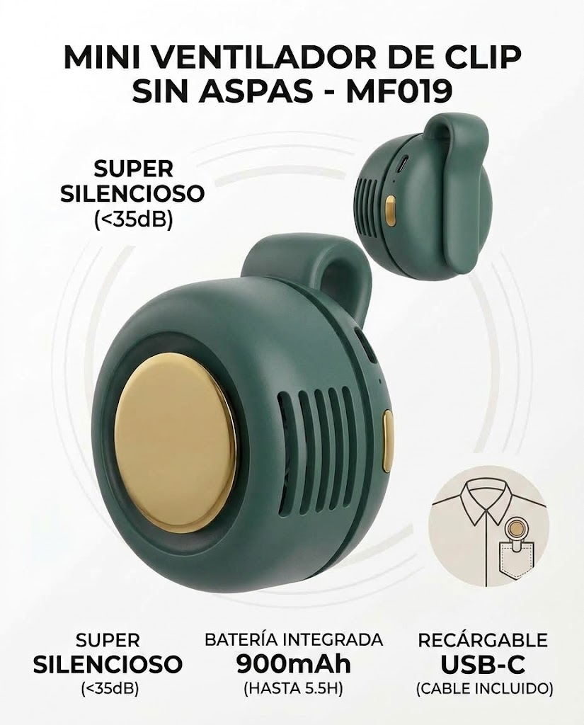 Características: súper silencioso, batería 900 mAh, recargable USB-C